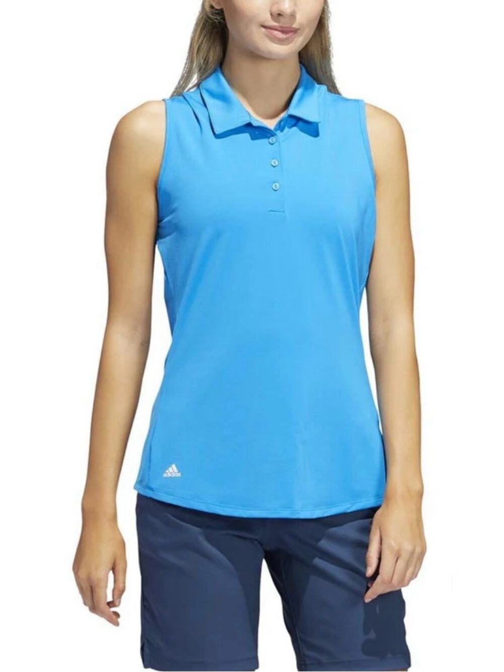 🆕 NWT Adidas Ultimate 365 Solid Sleeveless Golf Polo Tank Top Blue Rush UPF XL